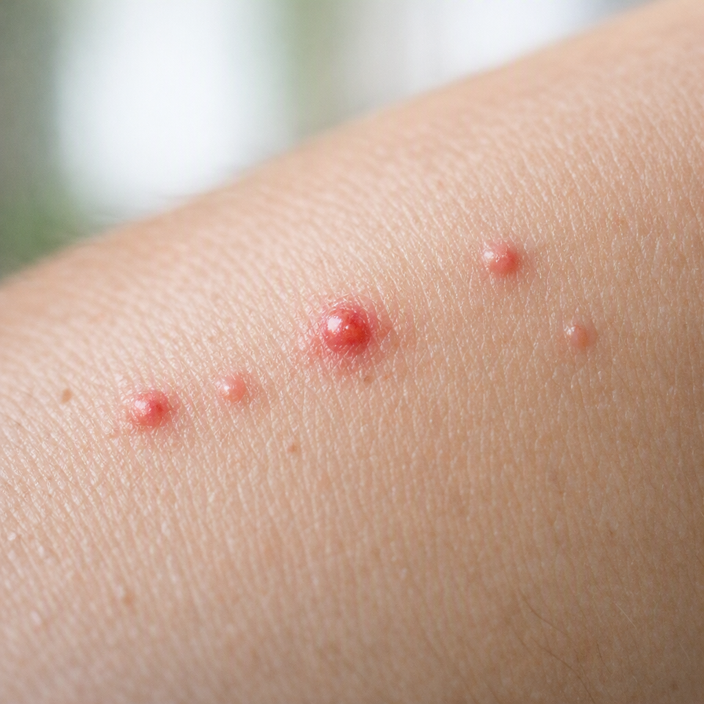 Le bouton d'acarien trahit une allergie, pas une vraie piqûre