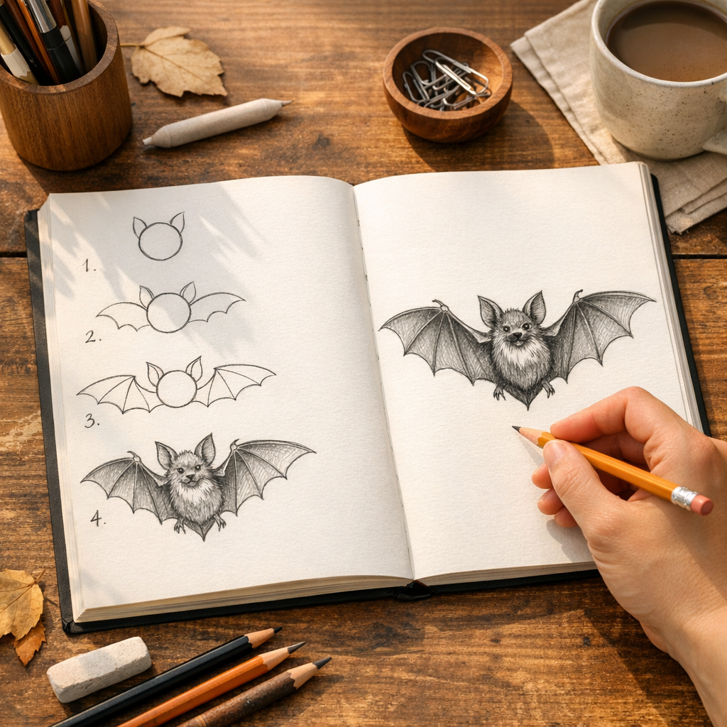 Tutoriel : dessiner une chauve-souris facilement en 5 étapes