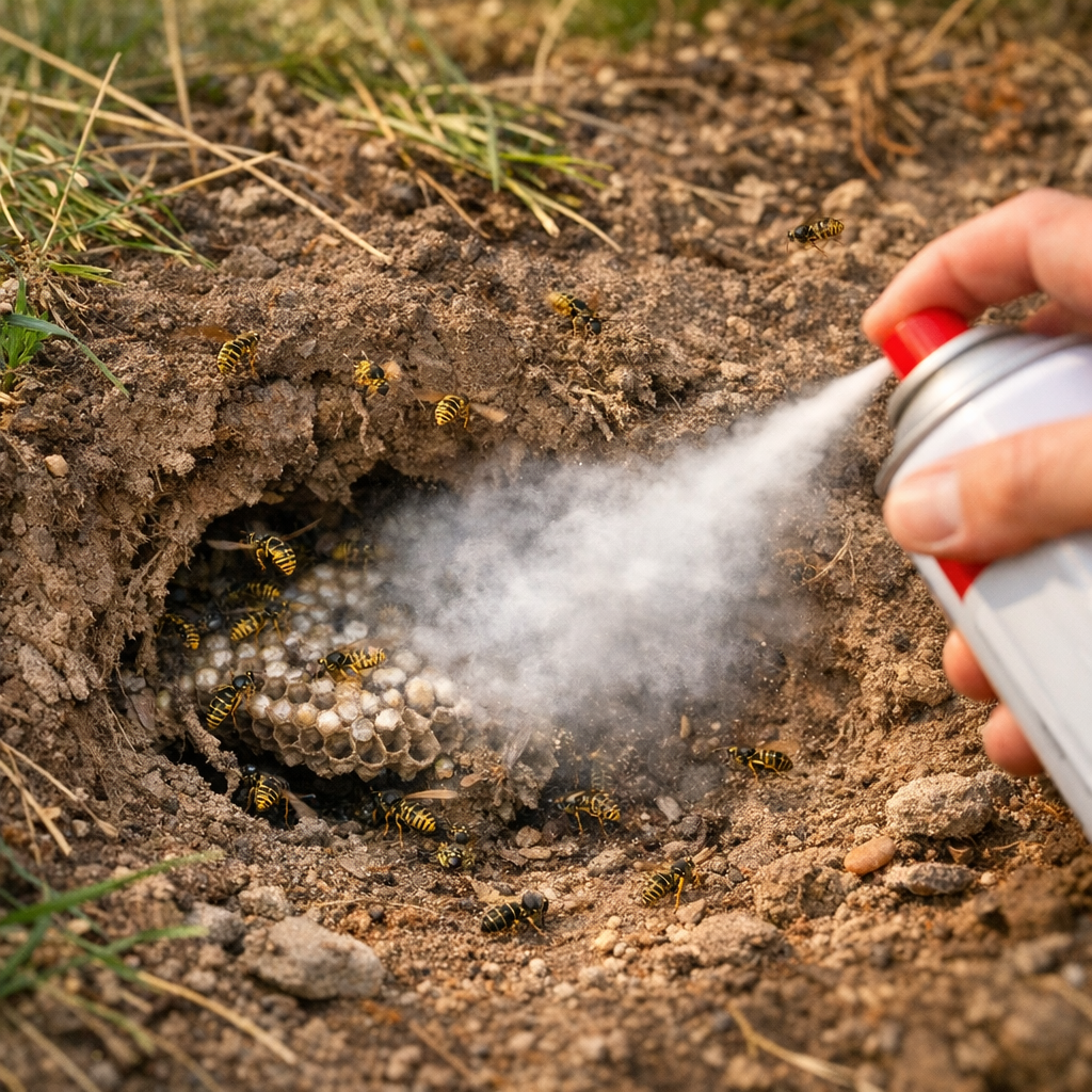 Nid de guêpes dans la terre : le cas à part que les sprays du commerce font souvent mal comprendre