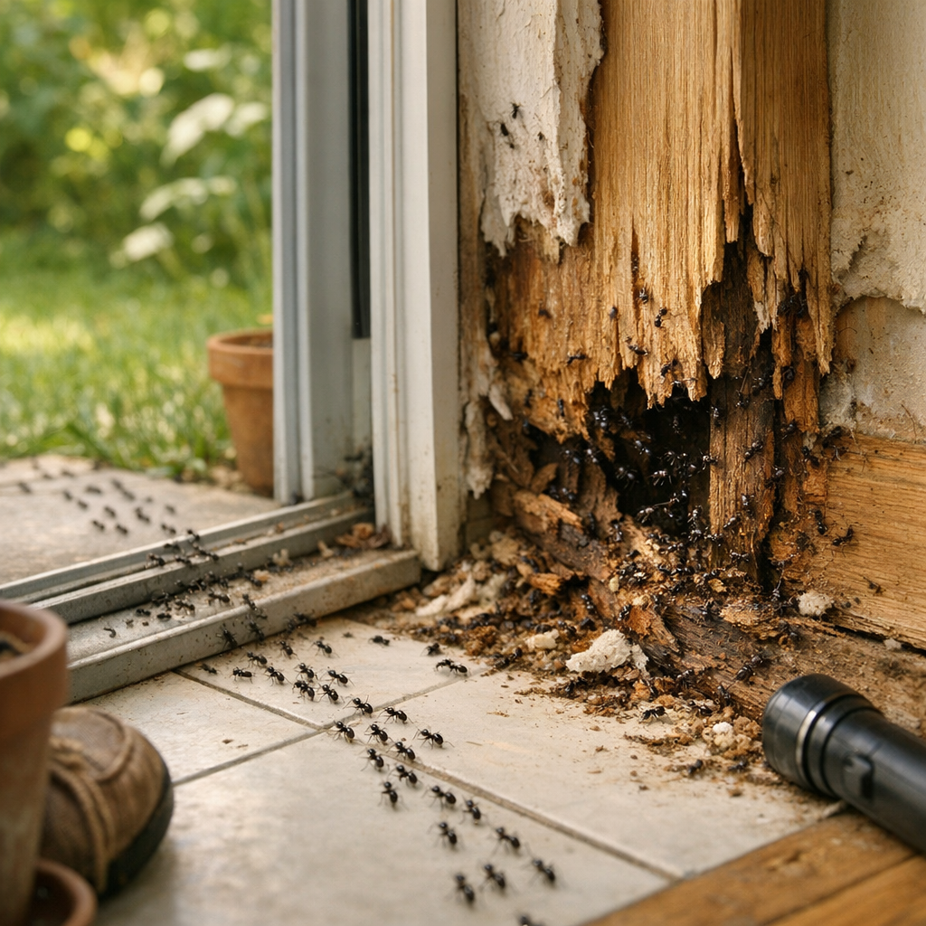 Comment savoir si les fourmis viennent du jardin ou si elles nichent dans un bois humide de la maison ?