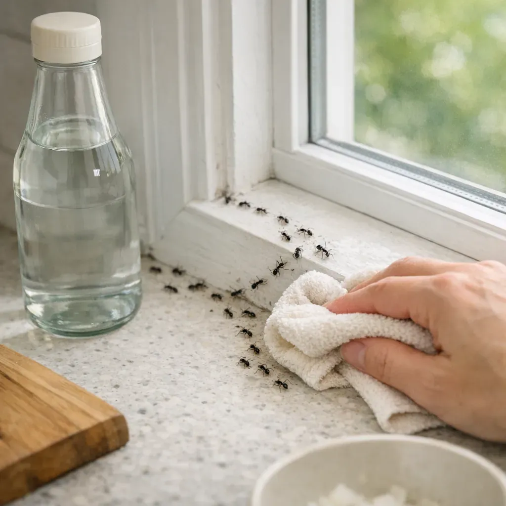 Le vinaigre blanc aide contre les fourmis, mais pas tout seul