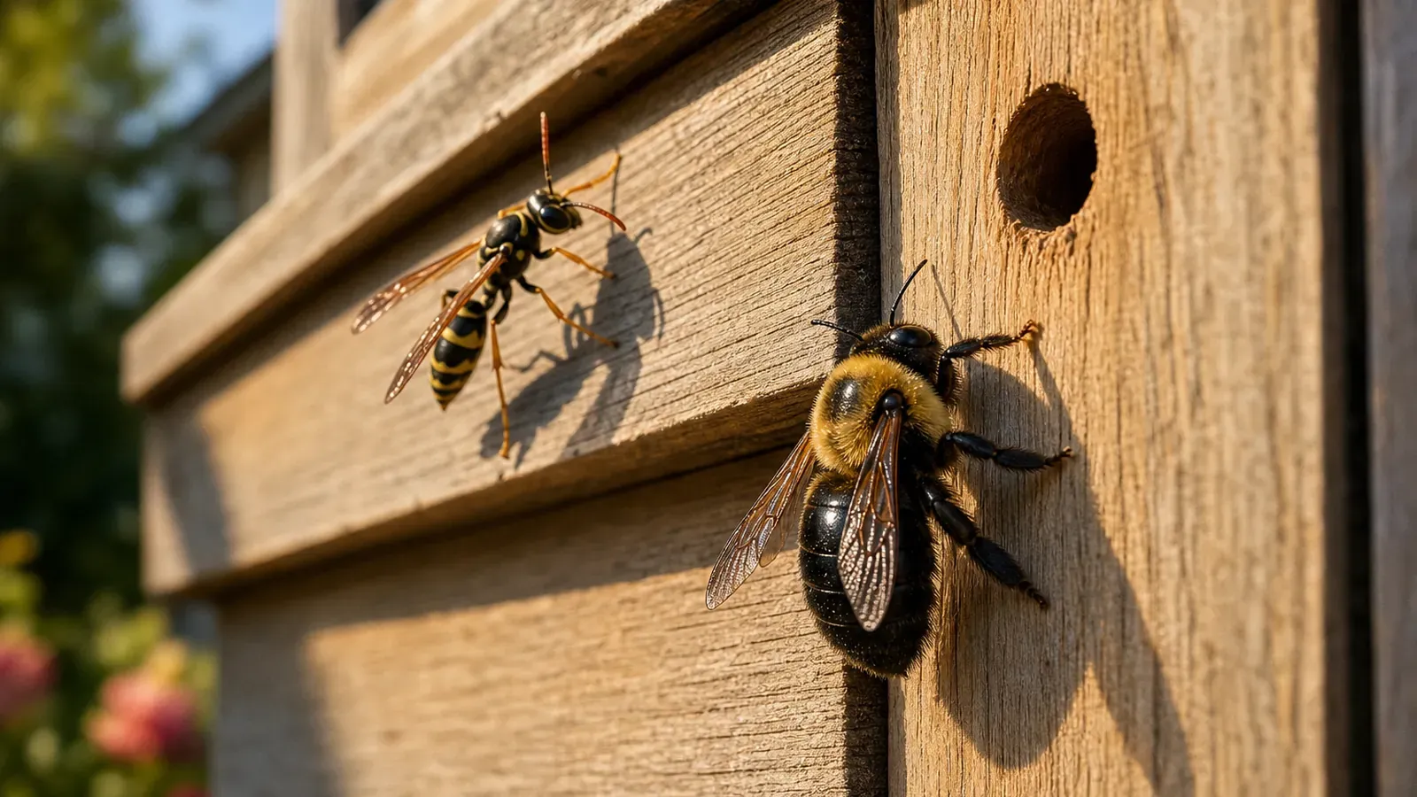 Guêpe charpentière ou abeille charpentière : comment les distinguer