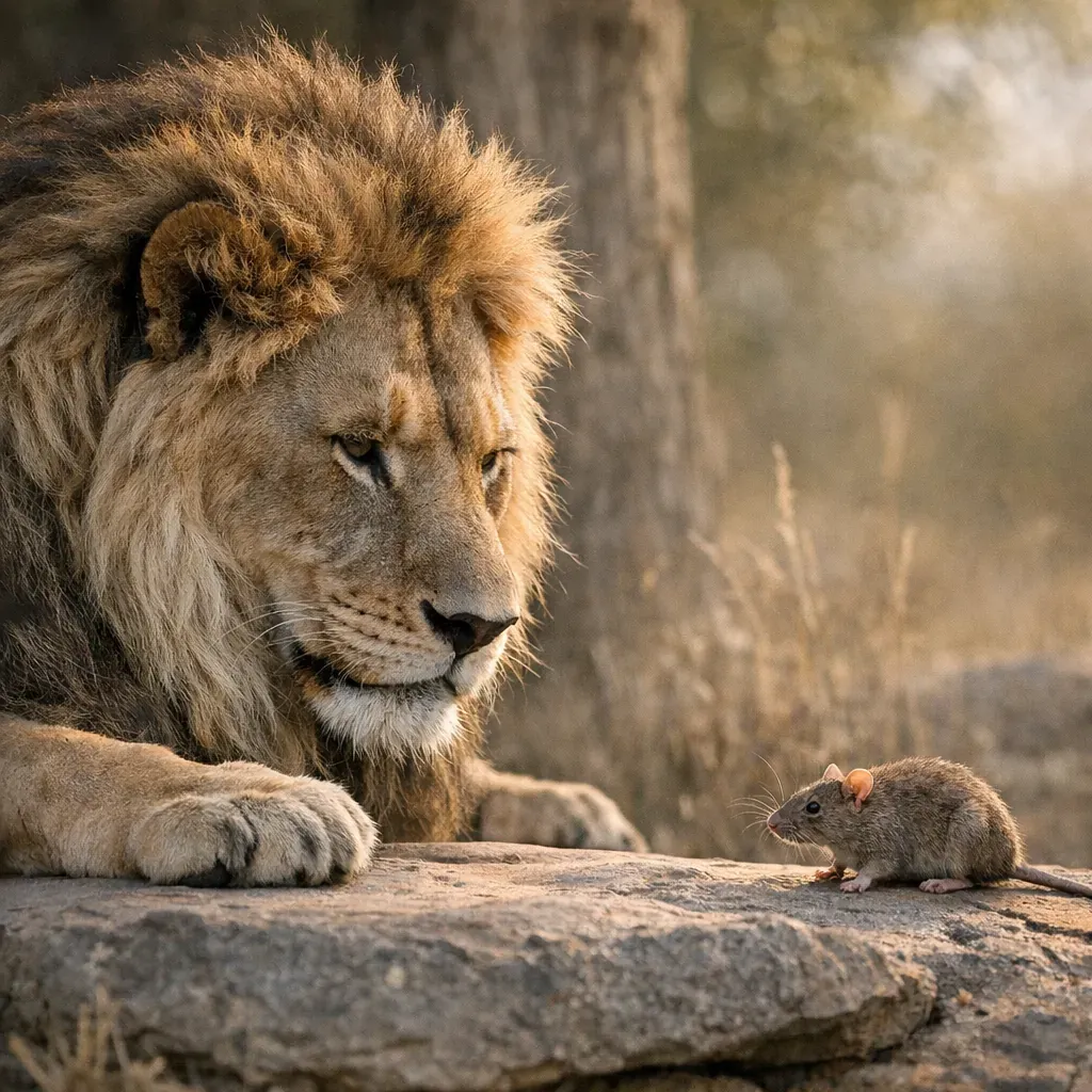 Qui représente le lion et le rat ? Une lecture symbolique sans surinterpréter