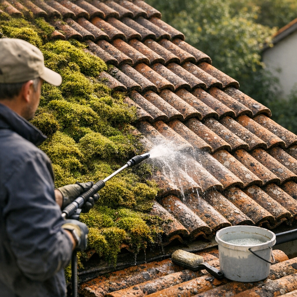 Comment enlever la mousse sur une toiture sans abîmer le support ? La méthode dépend de la porosité