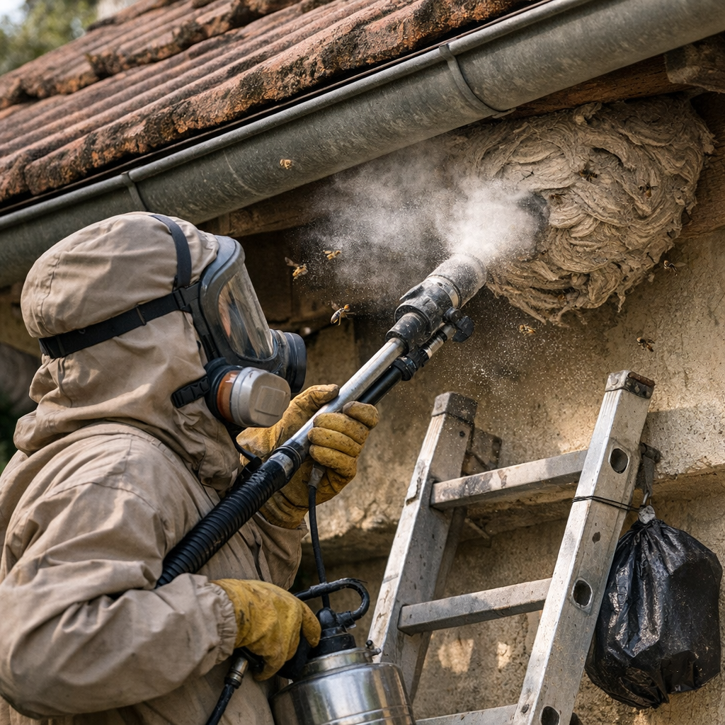 Comment se débarrasser d'un nid de guêpes inaccessible ou sous toiture