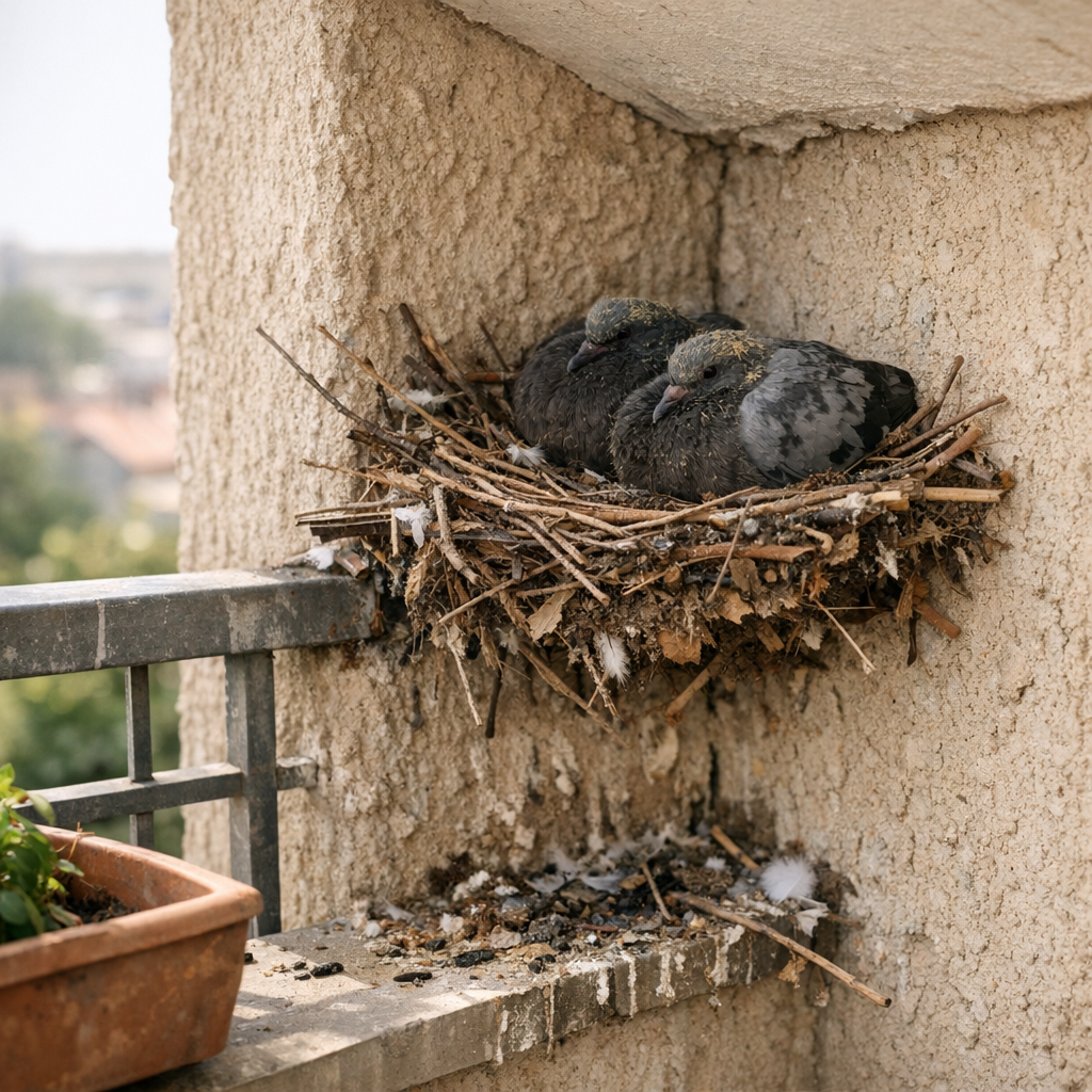 Que faire face à un nid commencé très tardivement contre un mur ou dans un angle de balcon, s’il paraît instable mais dé