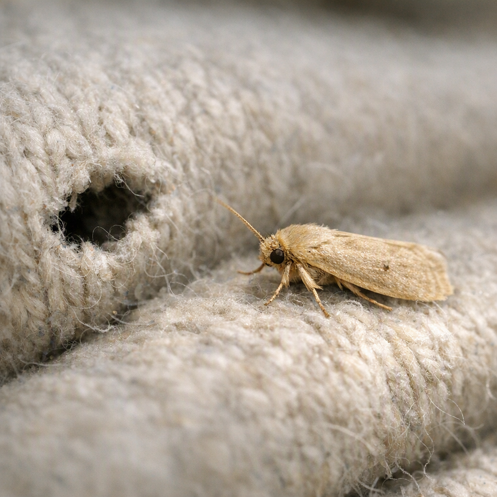 Reconnaître une mite de linge sur une photo : les signes à observer
