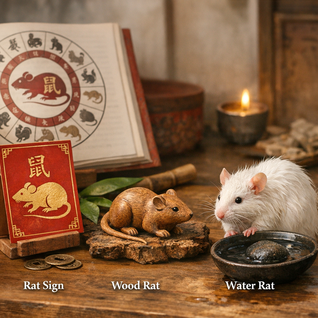 Quelle différence exacte entre “signe du Rat”, “Rat de bois” et “Rat d’eau” ?